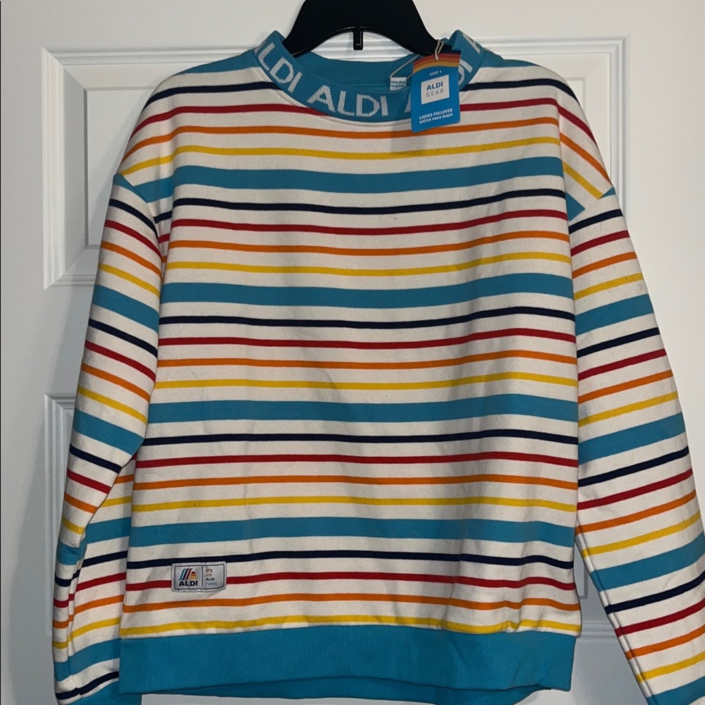 New 2024 Aldi Gear Capsule Collection Cream Stripe sweatshirt L pullover multi